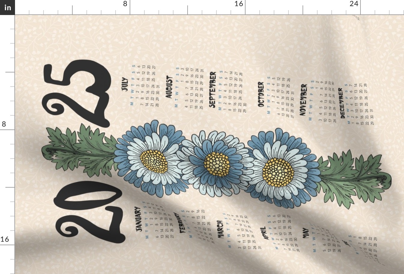 2024 Calendar Artsy Craftsy ©Julee Wood Fabric Spoonflower